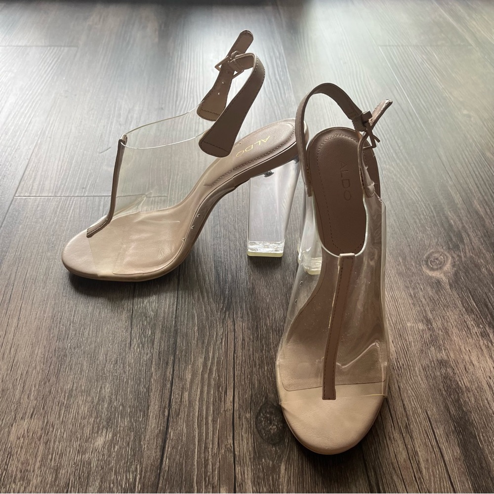 NWT ALDO Women's Clear and Nude Heels Sz 7.5